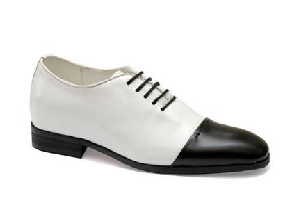 giày cao nam 6cm màu trắng phối đe