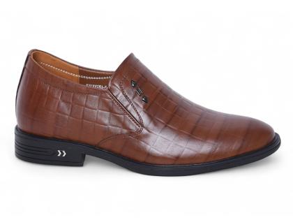 Giày cao nam 7cm vân kẻ màu nâu