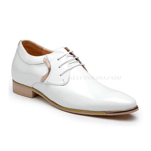 Giày nam cao màu trắng bóng