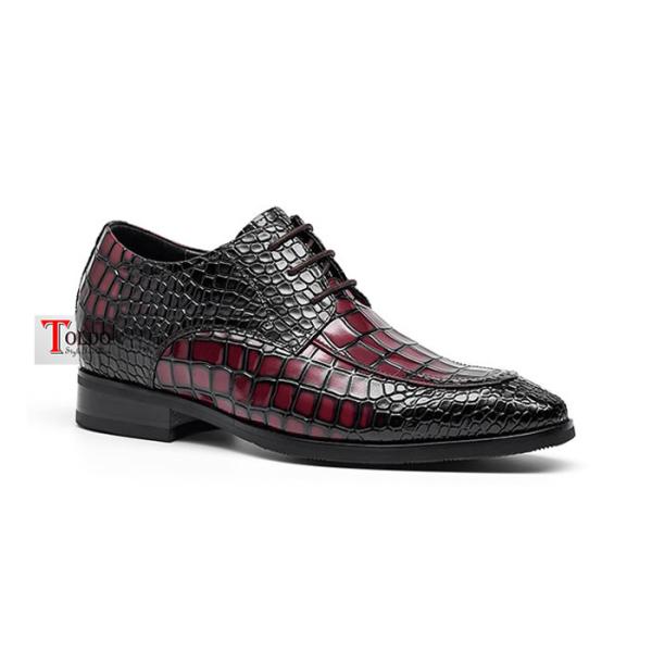 Giày cao vân cá sấu màu đỏ đe