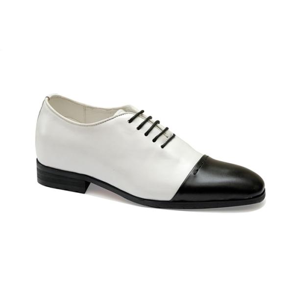 giày cao nam 6cm màu trắng phối đe